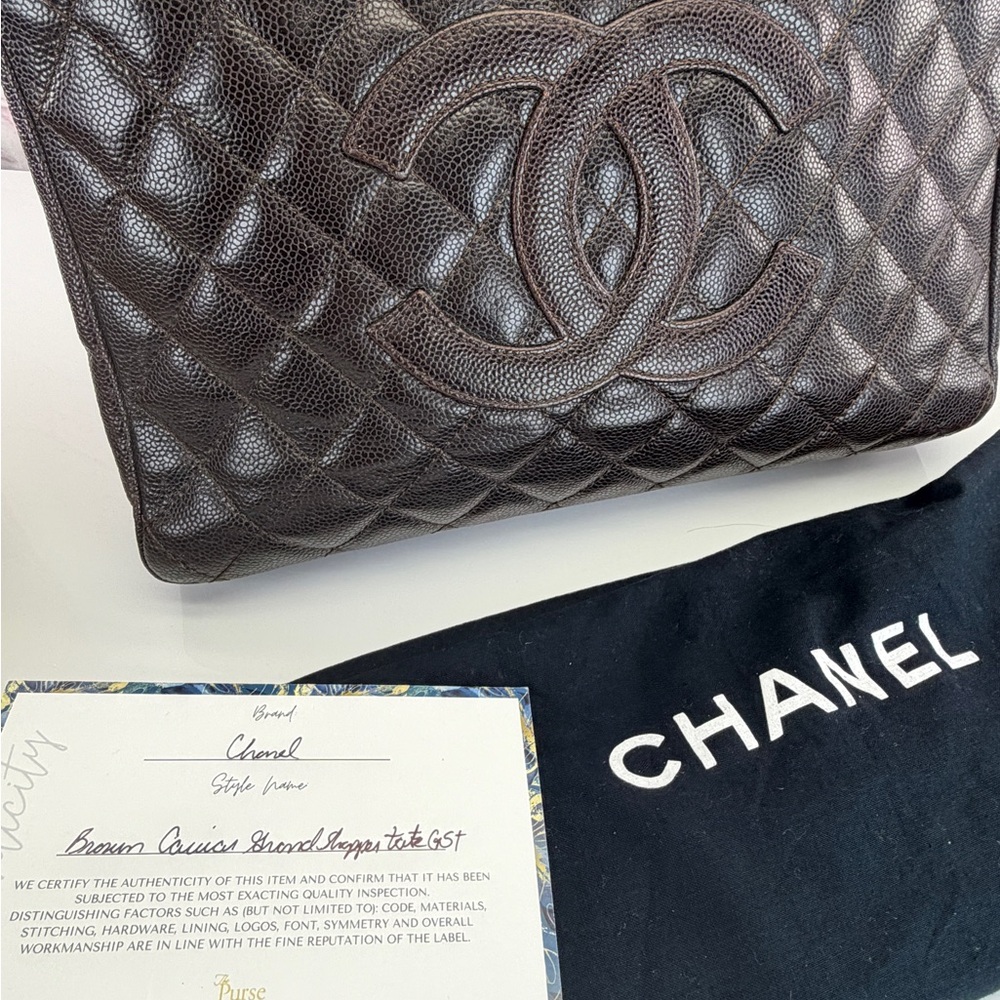 Chanel Caviar Grand Shopper Tote GST Brown Silver - Picture 14 of 14